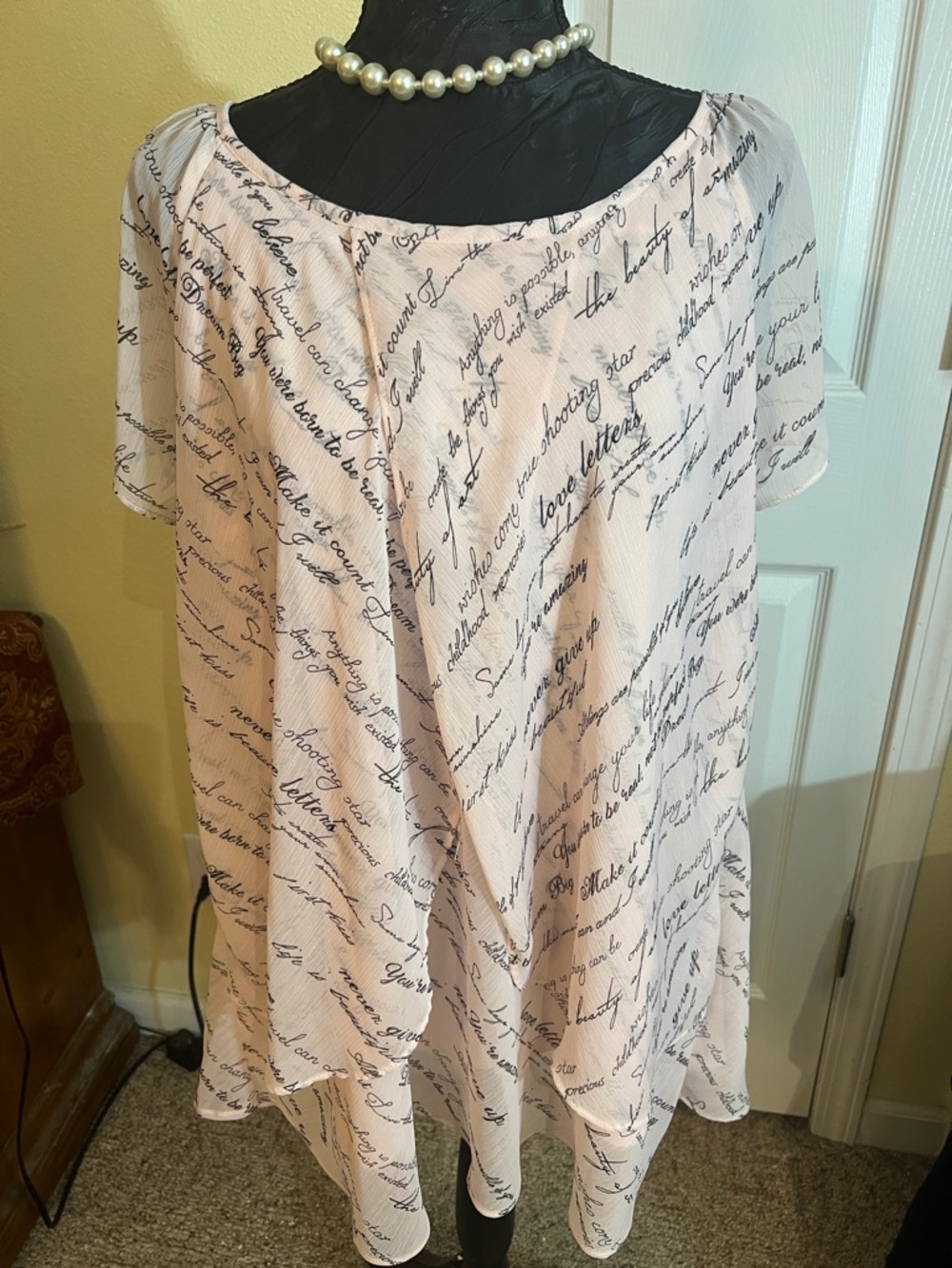 Unk Pale Pink Script Print Tunic Top